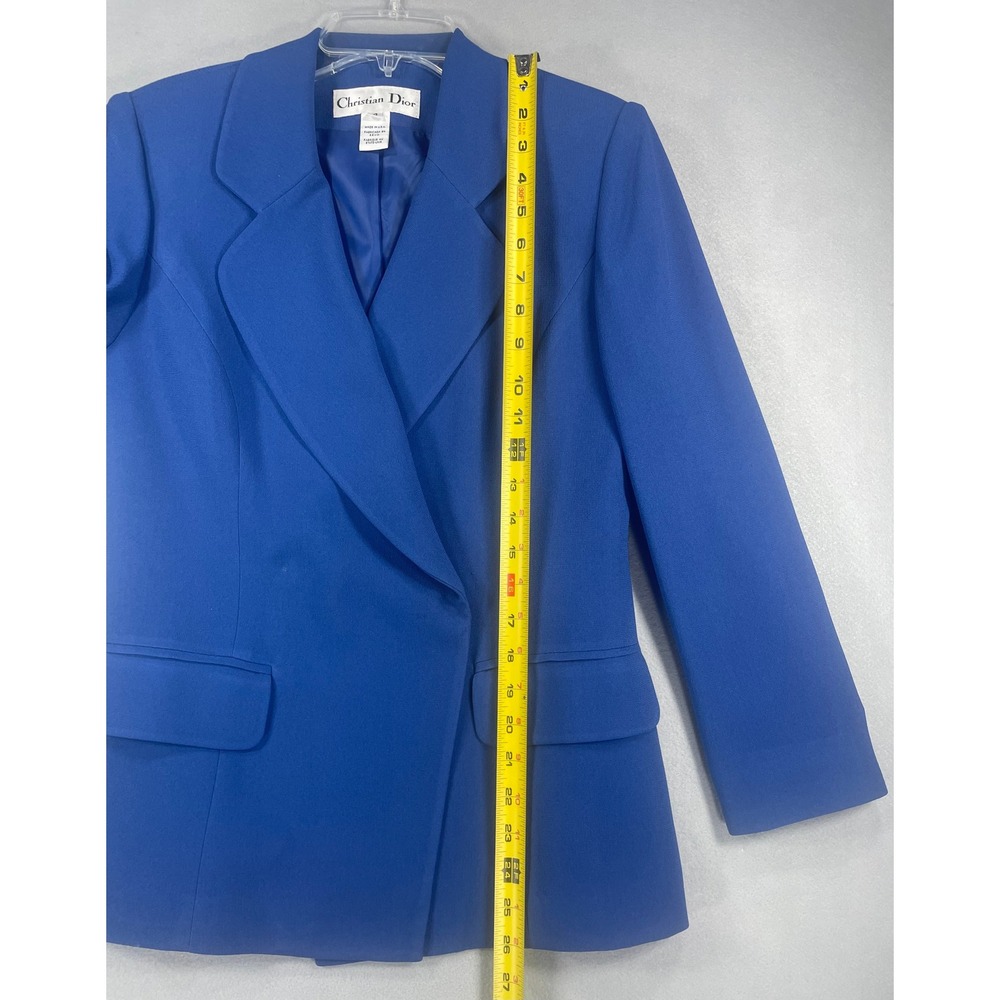 Christian Dior Vintage Royal Blue Skirt Suit Set Blazer Pencil Skirt Size 4 - Picture 6 of 14
